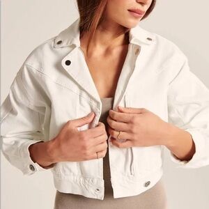Drapey Cropped Denim Jacket - White - New with Tags!